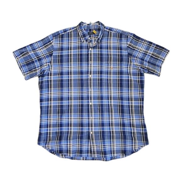 Polo Ralph Lauren Other - Polo Ralph Lauren Men’s 2XL Blue Plaid Shirt SHORT SLEEVE EMBROIDERED Logo Rider